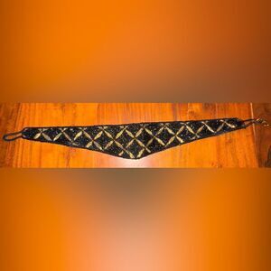 ✨ Vintage Carla Marchi Black & Gold Beaded Evening Belt